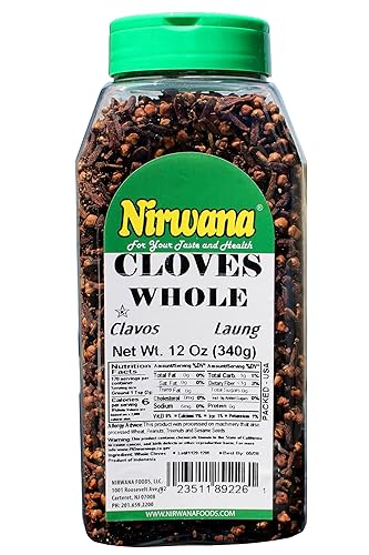 Nirwana Asian Indian Spice Cloves Whole Laung Clavo Premium Quality for Cooking, Baking, Tea, Beverages, Pomander Balls, Hand Selected All Natural