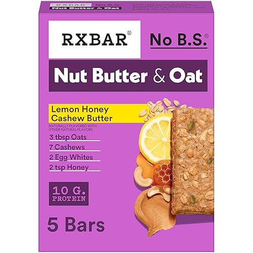 RXBAR Nut Butter and Oat Protein Bars, Protein Snacks, Snack Bars, Lemon Honey Cashew Butter, 9.7oz Box (5 Count)