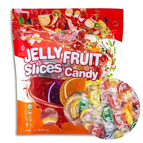 Fruit Slices, Assorted Flavors Jelly Candy, Individually Wrapped, Bulk Pack 2 Pounds - Christmas Candy