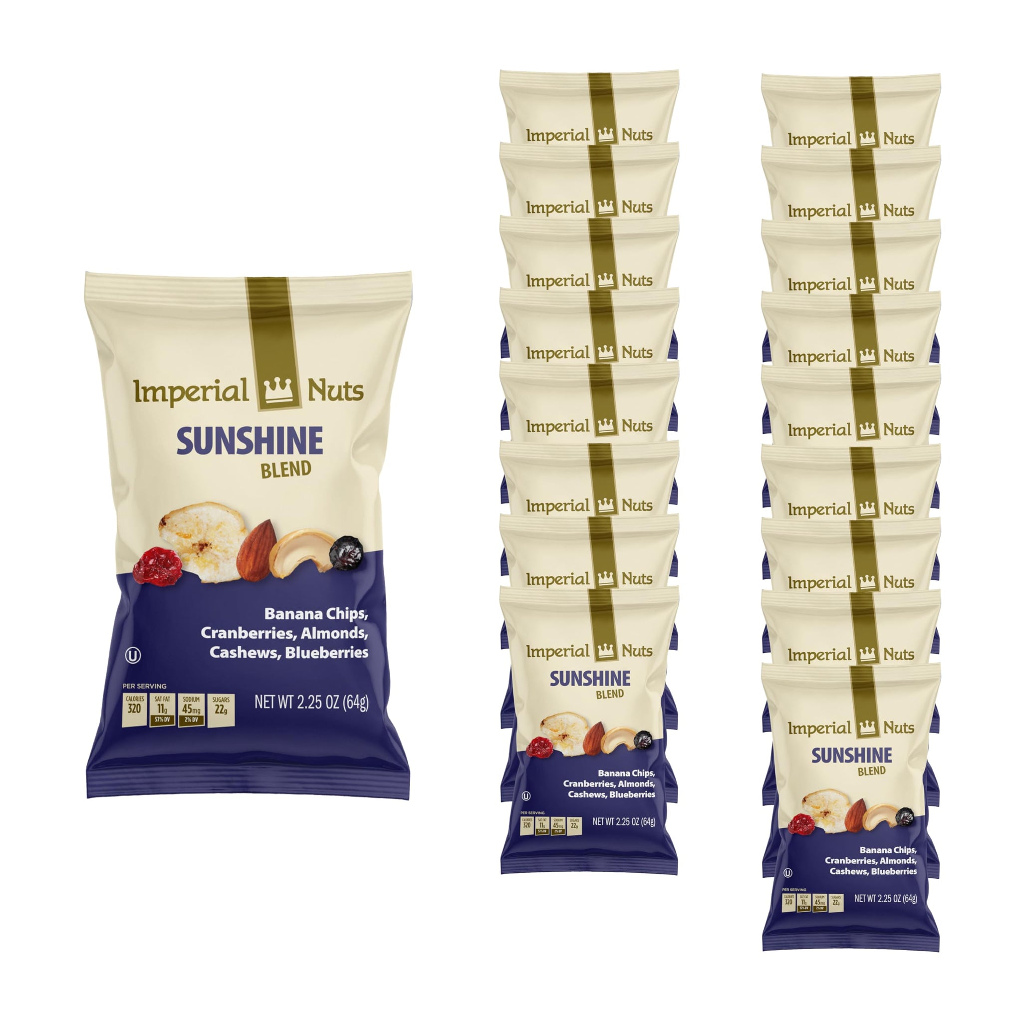 Imperial Nuts - Sunshine Blend (18 Pack x 2.25 oz) Mixed Nuts Snack Packs for Kids & Kids | Protein Snacks Variety Box, Trail Mix of Nuts Seeds Dried