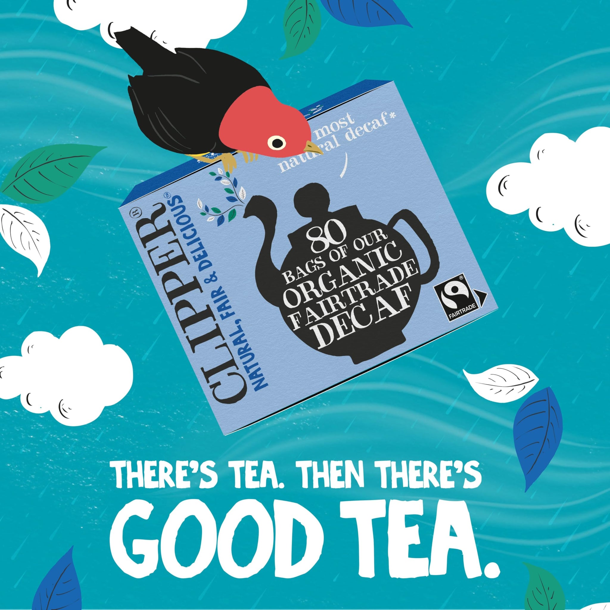 Clipper Tea, Black Tea Assam Blend, Fairtrade, Organic, Plant-Based, Decaf British Tea, 1 Pack, 80 Unbleached Tea Bags