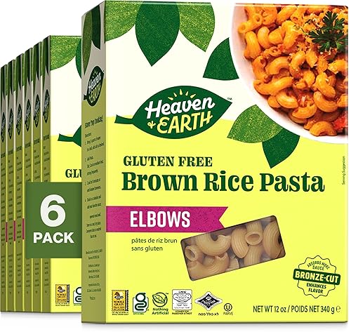 Heaven & Earth Brown Rice Pasta, Gluten Free Elbow Pasta, 12oz (6 Pack) | Whole Grain | Gluten Free Pasta | Amazing Texure - Tastes Like Regular Pasta