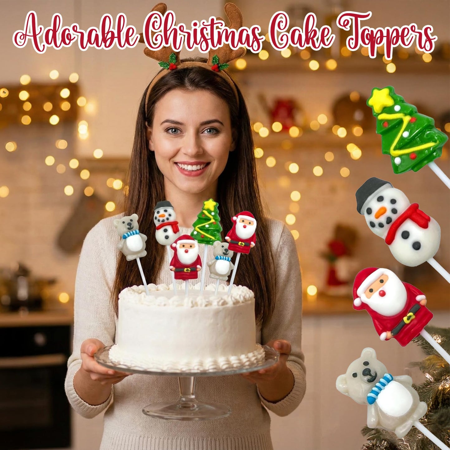 Christmas Lollipops - Holiday Suckers - 24 Individually Wrapped Bulk - Christmas Candy Variety Pack - Santa, Christmas Tree, Snowman, Polar Bear