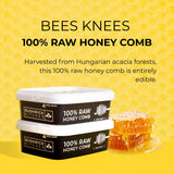 Bees Knees Raw Honeycomb | 100% Edible, All-Natural Gourmet Honeycomb in Double Sealed Packaging | Acacia Honey Comb with Sweet, Light Flavor | Foodie
