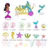 25 PCS Glitter Mermaid Theme Birthday Cake Topper Under the Sea Party Supplies Cake Decoration Cupcake Toppers Mermaid Tail Starfish Conch Seahorse