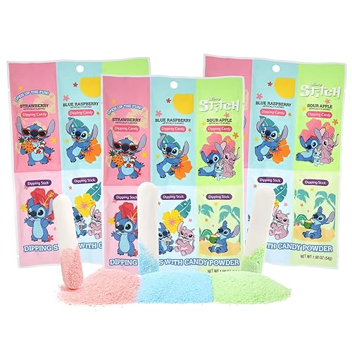Lilo and Stitch Dipping Sticks & Powder Candy, Assorted Fruit Flavors, Fun Interactive Candy Treats, Party Favors & Goodie Bag Snacks, 1.90 oz (Pack