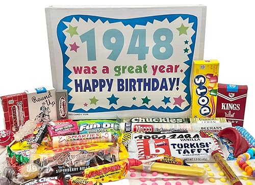 RETRO CANDY YUM ~ 1948 78th Birthday Gift Box Nostalgic Candy Mix from Childhood for 78 Year Old Man or Woman Born 1948
