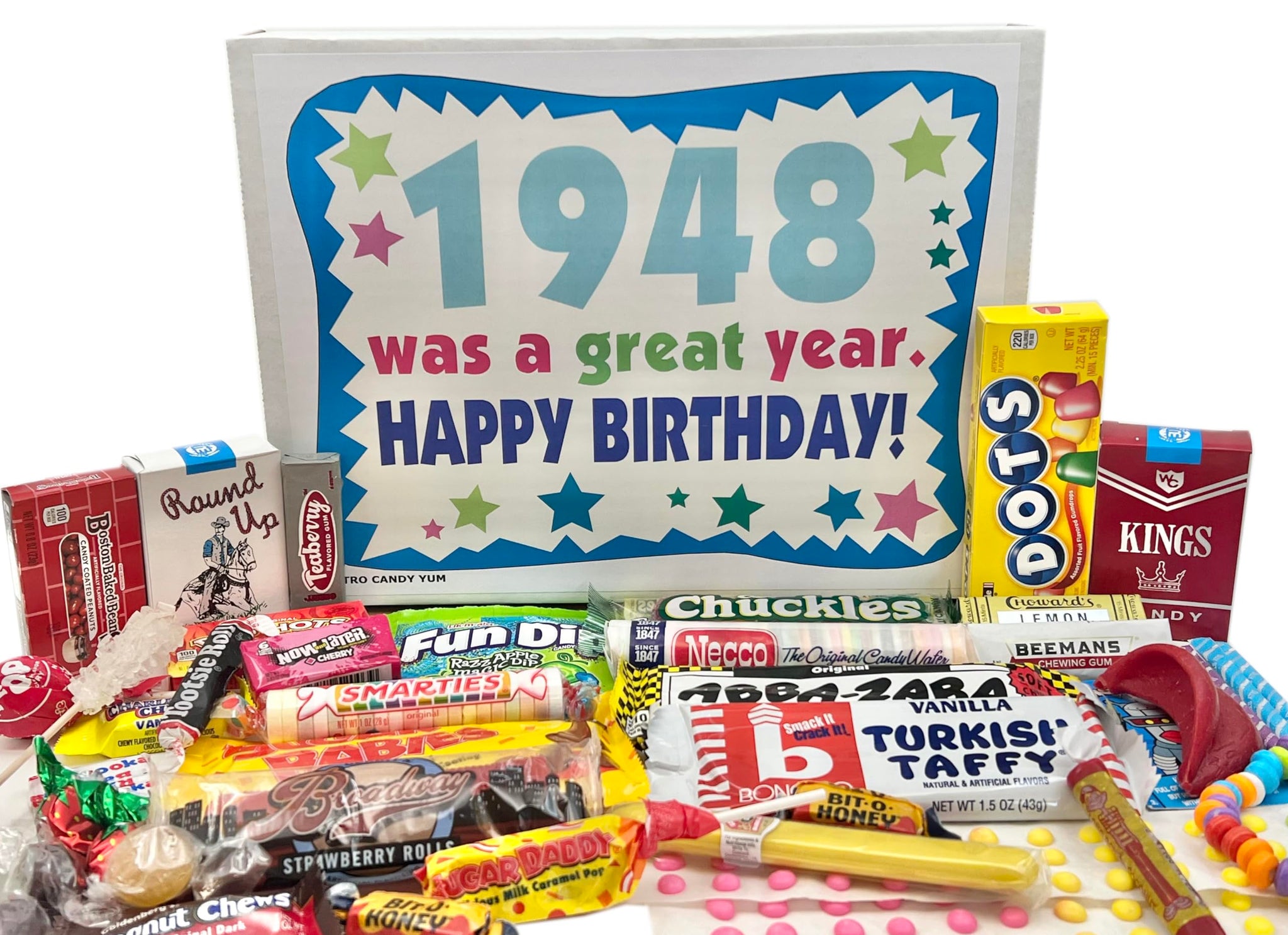 RETRO CANDY YUM ~ 1948 78th Birthday Gift Box Nostalgic Candy Mix from Childhood for 78 Year Old Man or Woman Born 1948