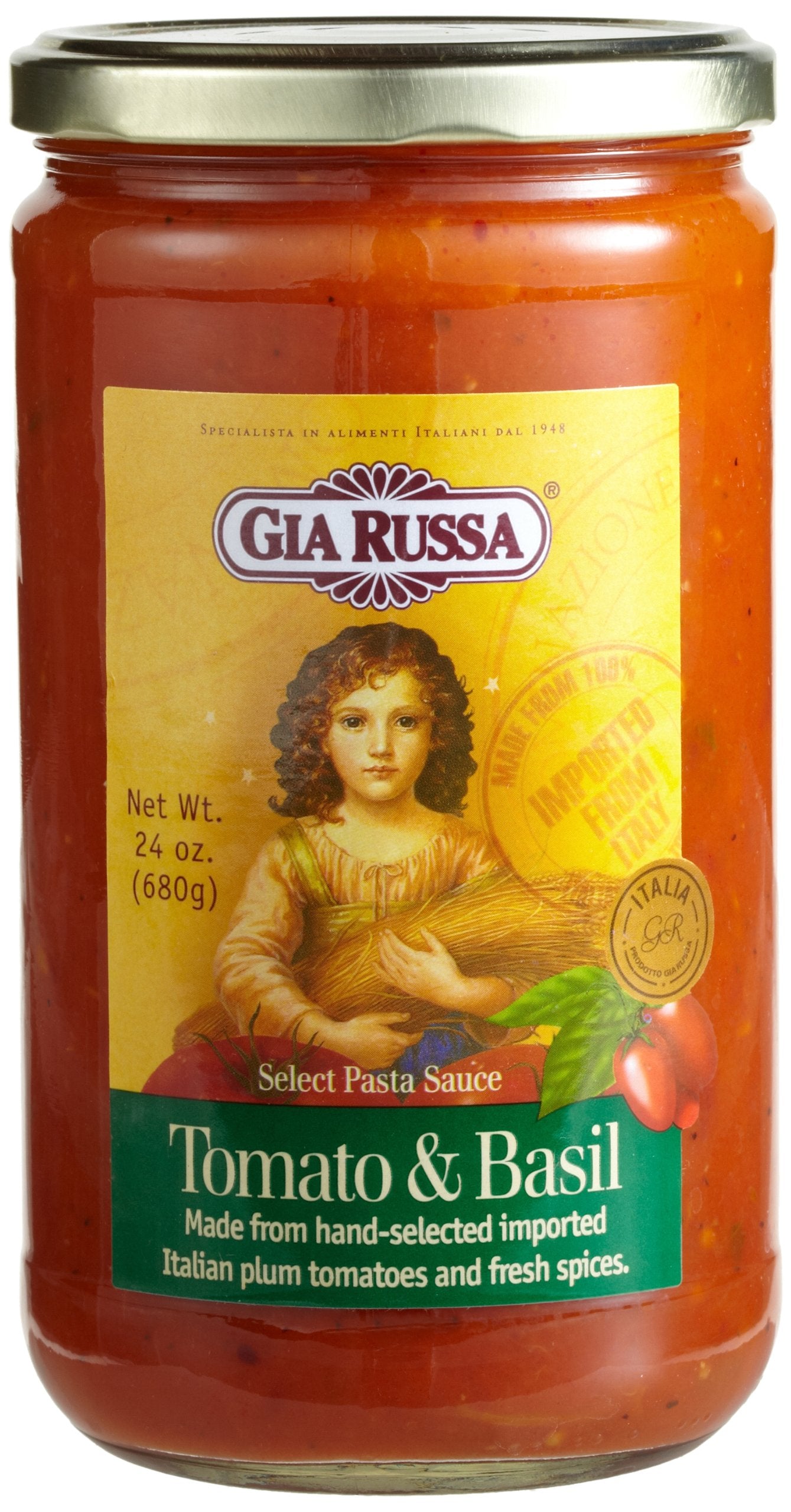 Gia Russa Tomato & Basil Pasta Sauce, 24-Ounce Glass Jars (Pack of 3)