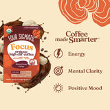 Four Sigmatic High Caffeine Mushroom Coffee K-Cups | Organic Dark Roast Coffee with Lion’s Mane & Yacon | Focus & Immune Support | Vegan & Keto |