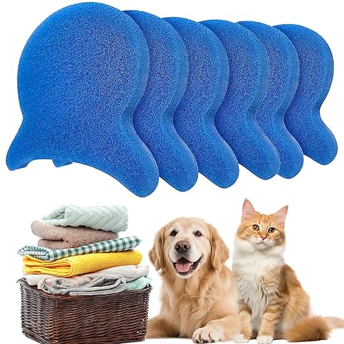 6 PCS Pet Hair Remover for Laundry- Effectively Removes Fur, Lint & Dander - Reusable, Eco- Friendly Laundry Pet Hair Catcher - Gentle Washing (Blue)