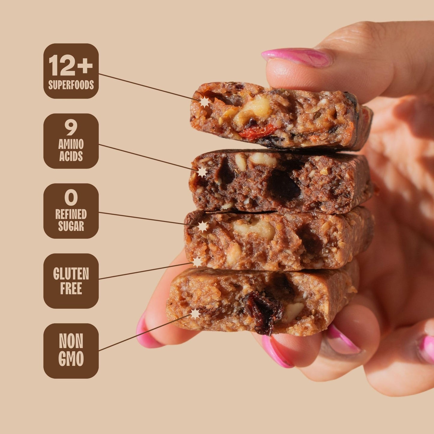 The Bomb Co. Blender Bomb Bar, Cacao Sea Salt, Superfood Snack Bar, Antioxidant Supplement, Almond Butter, Hemp Seeds, Chia Seeds, Flax Seeds, Vegan