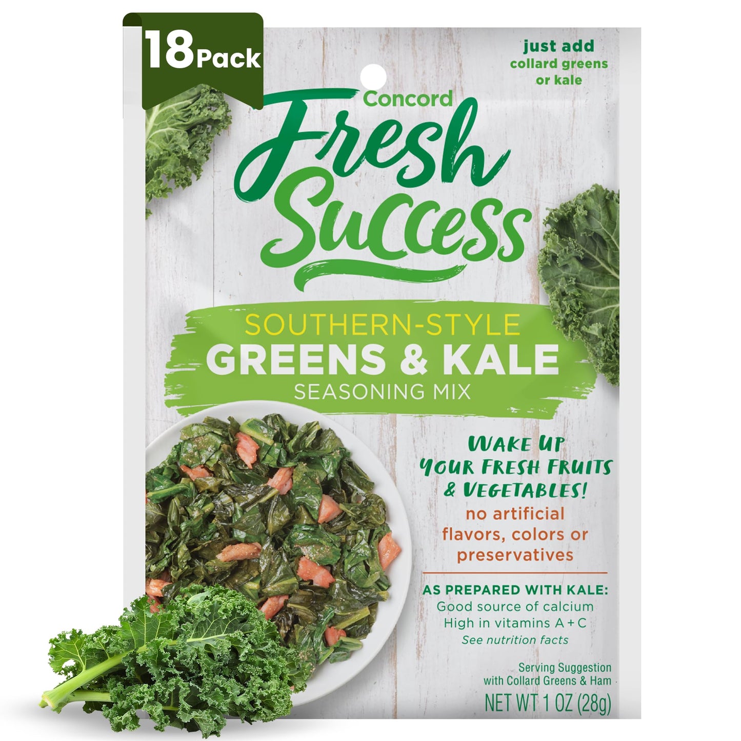 Concord GREENS & KALE SEASONING-Southern Style -18 (eighteen) 1oz packets