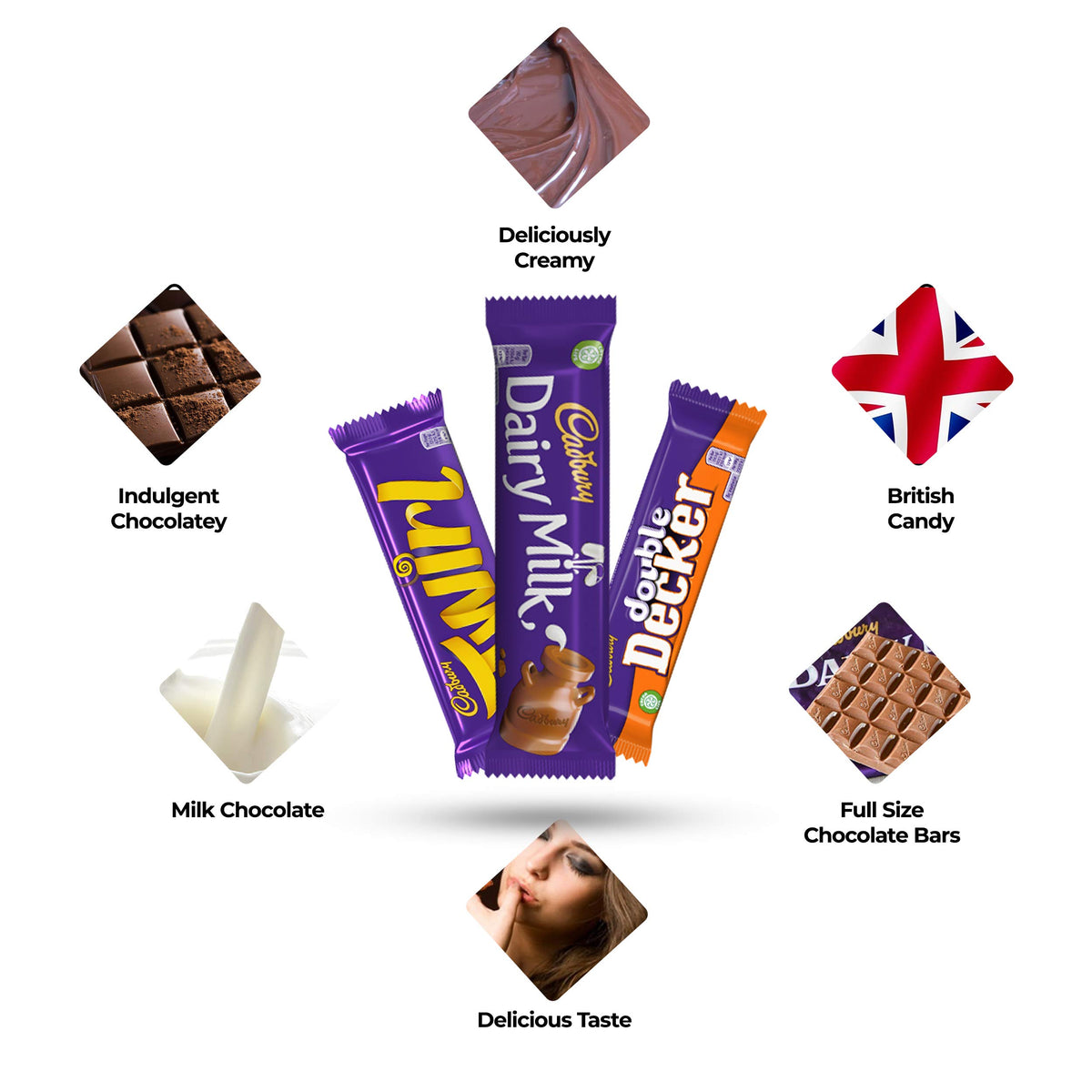 Chocolate Bar Variety Pack - 12 Assorted Chocolate Bars Including Dairy Milk, Crunchie, Wispa, Twirl, and More - Imported British Chocolate - Bundled