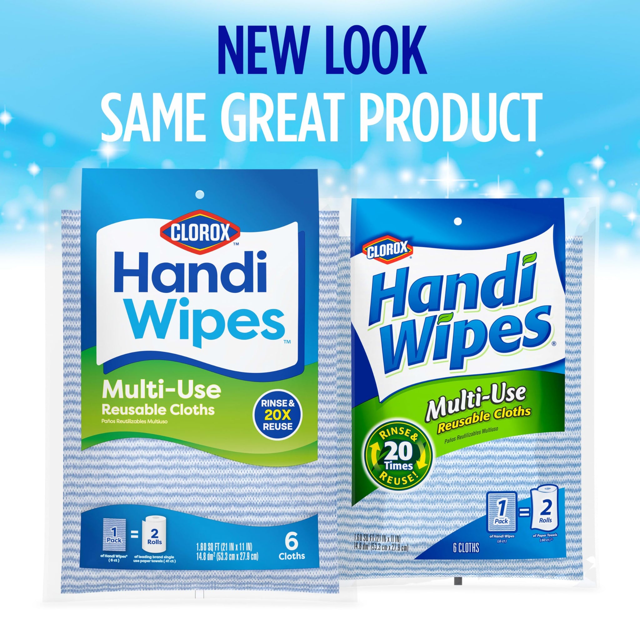 Clorox Handi Wipes Multi Use Reusable Cloths, 6 Count (Package May Vary)