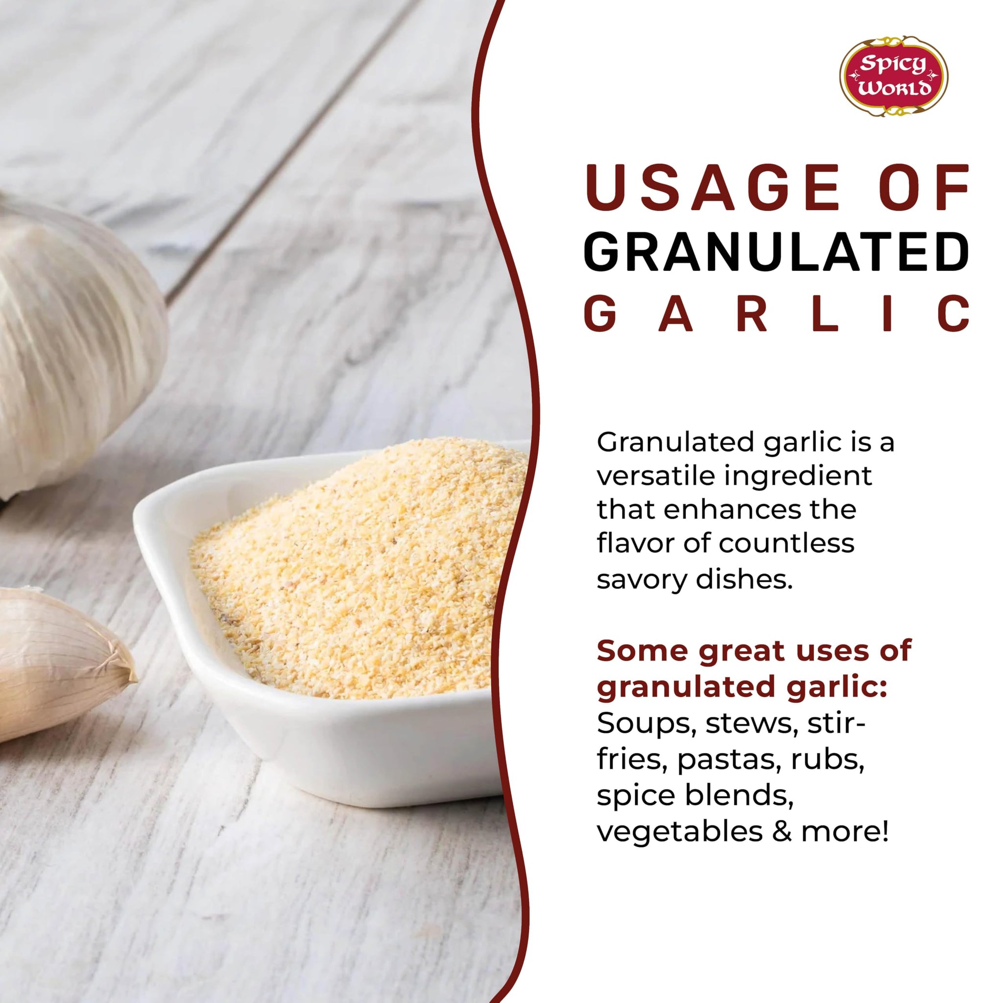 Spicy World Granulated Garlic 6 LB Jar - Gluten Free, Coarse Ground Dehydrated Garlic, Non-GMO, Bold Flavor for Cooking, Seasoning & Spice Blends