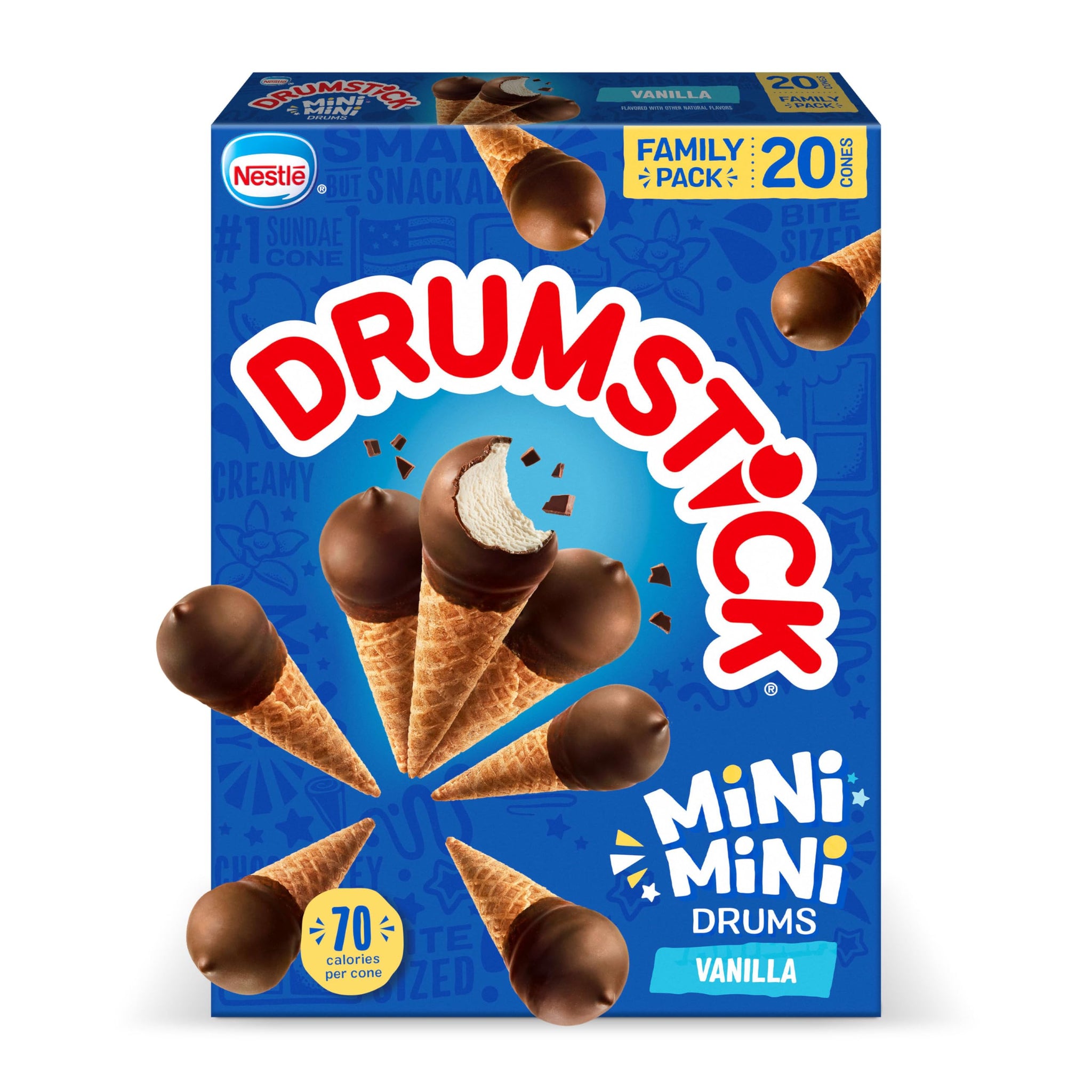 Drumstick Mini Drums Vanilla Sundae Cones, 20 Count