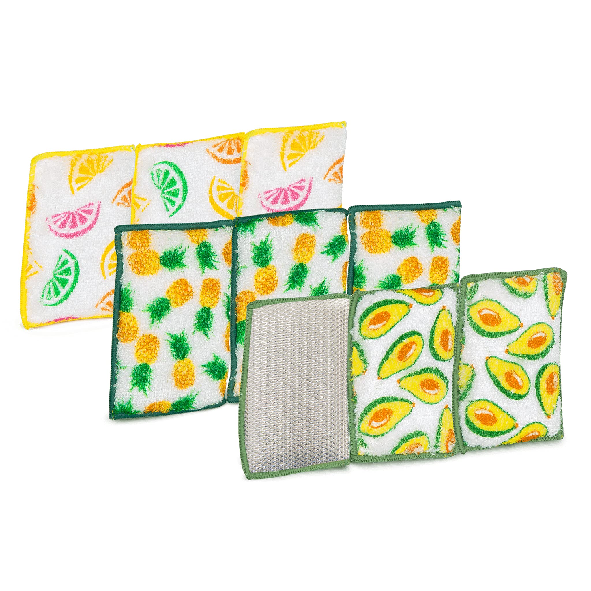 Smart Design Heavy Duty Scrub Sponge with Bamboo Odorless Rayon Fiber - Set of 9 - Ultra Absorbent - Soft & Metallic Scrub - Cleaning Dishes & Hard