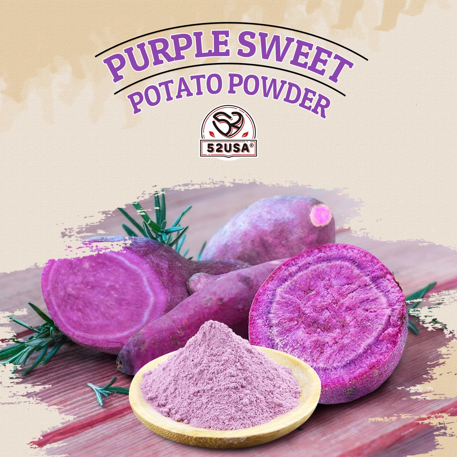 52USA Purple Sweet Potato Powder, 23oz(652g) | 100% Natural Food Coloring | Gluten-Free, Vegan, Rich in Anthocyanins | Purple Potato Powder