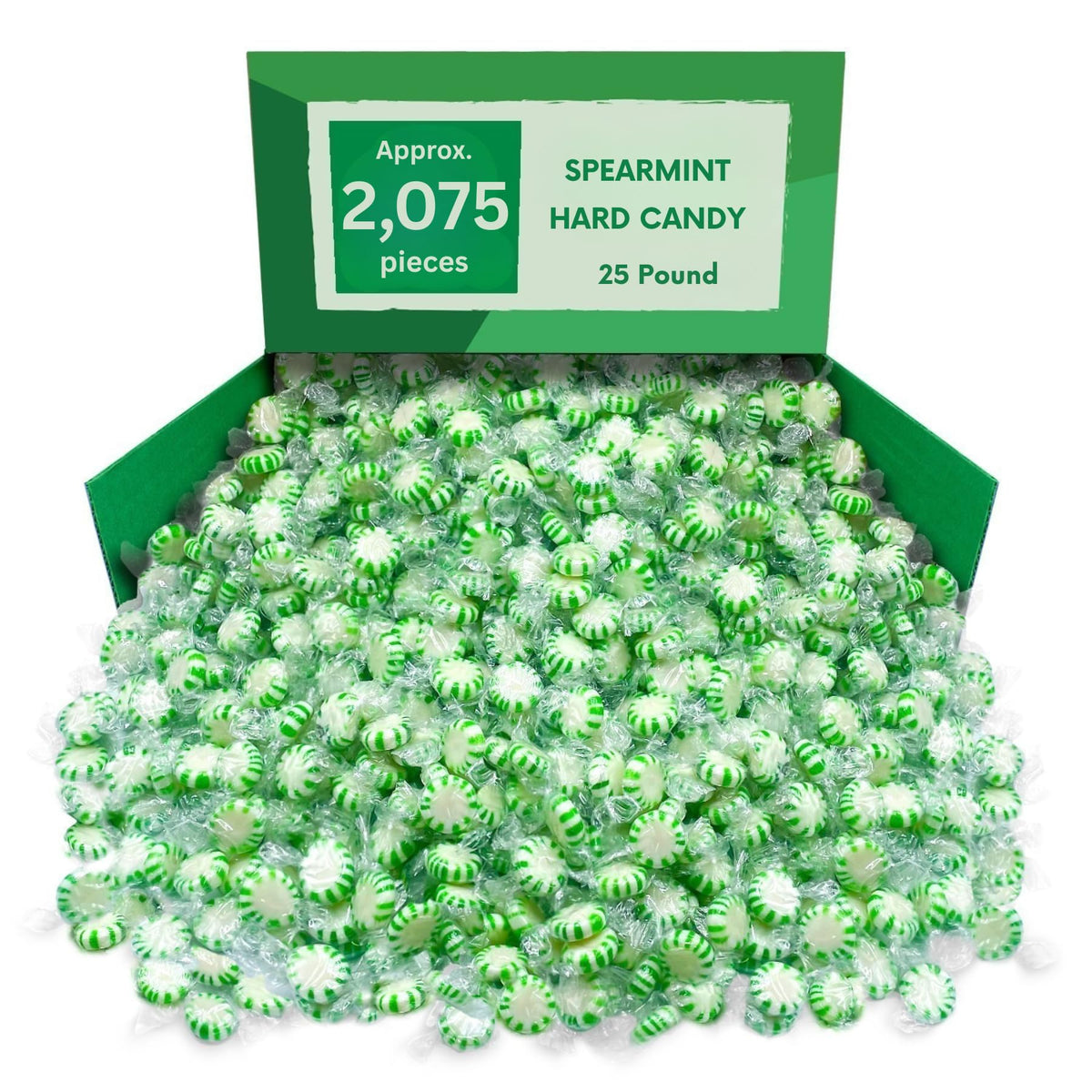 Starlight Spearmint Hard Candy Mints - 25 lb (Approx. 2125 pieces)