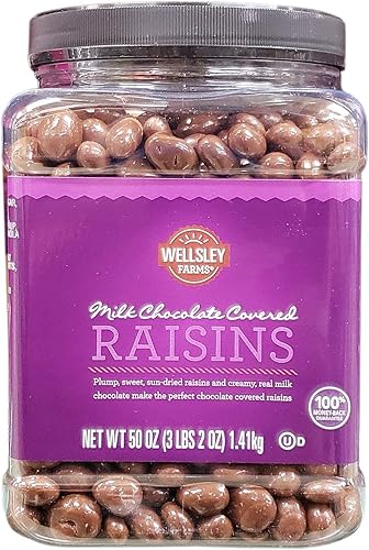 Wellsley Farms Milk Chocolate Covered Raisins, 3 lbs 2 oz - Creamy Milk Chocolate & Sweet Sun-Dried Raisins, Kosher & Gluten-Free