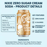 Nixie Soda Zro Sgr Crm Soda Og - 12 fl oz Can Cream - Pack of 12 - Prebiotic Inspired Alternative to Cola Root Beer Ginger Ale and Orange with a