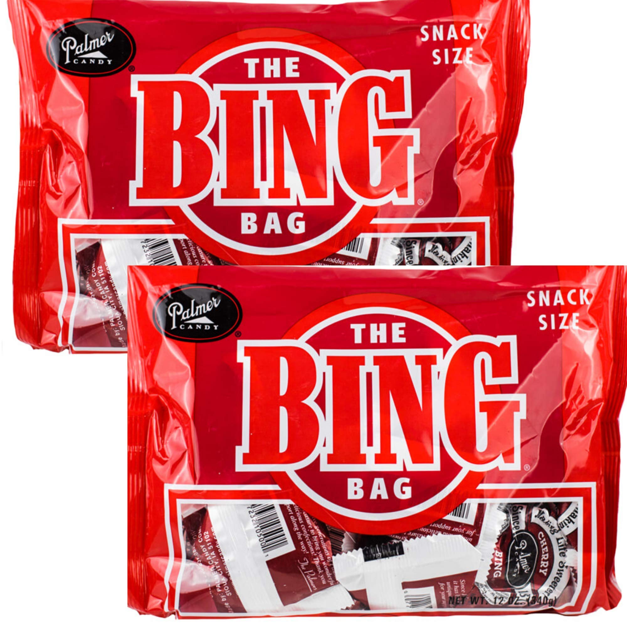 Palmers Twin Bing Candy Bar Snack Size Bag - (2-Pack) - Chocolate Covered Cherry Nougat Candy Bars
