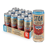 SToK Cold Brew Energy Vanilla Cream, Energy Coffee Beverage with 195mg Caffeine to Help Support Focus, Canned Coffee with B-Vitamins, Guarana