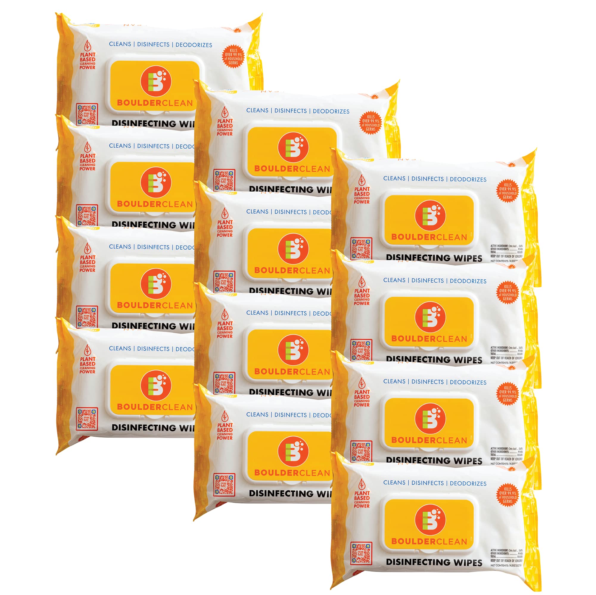 Boulder Clean Disinfecting Wipes, Sugared Lemon Scent, Disinfecting Surface Wipes, Cleans & Deodorizes, No Harsh Chemicals, Moisture-Lock Lid