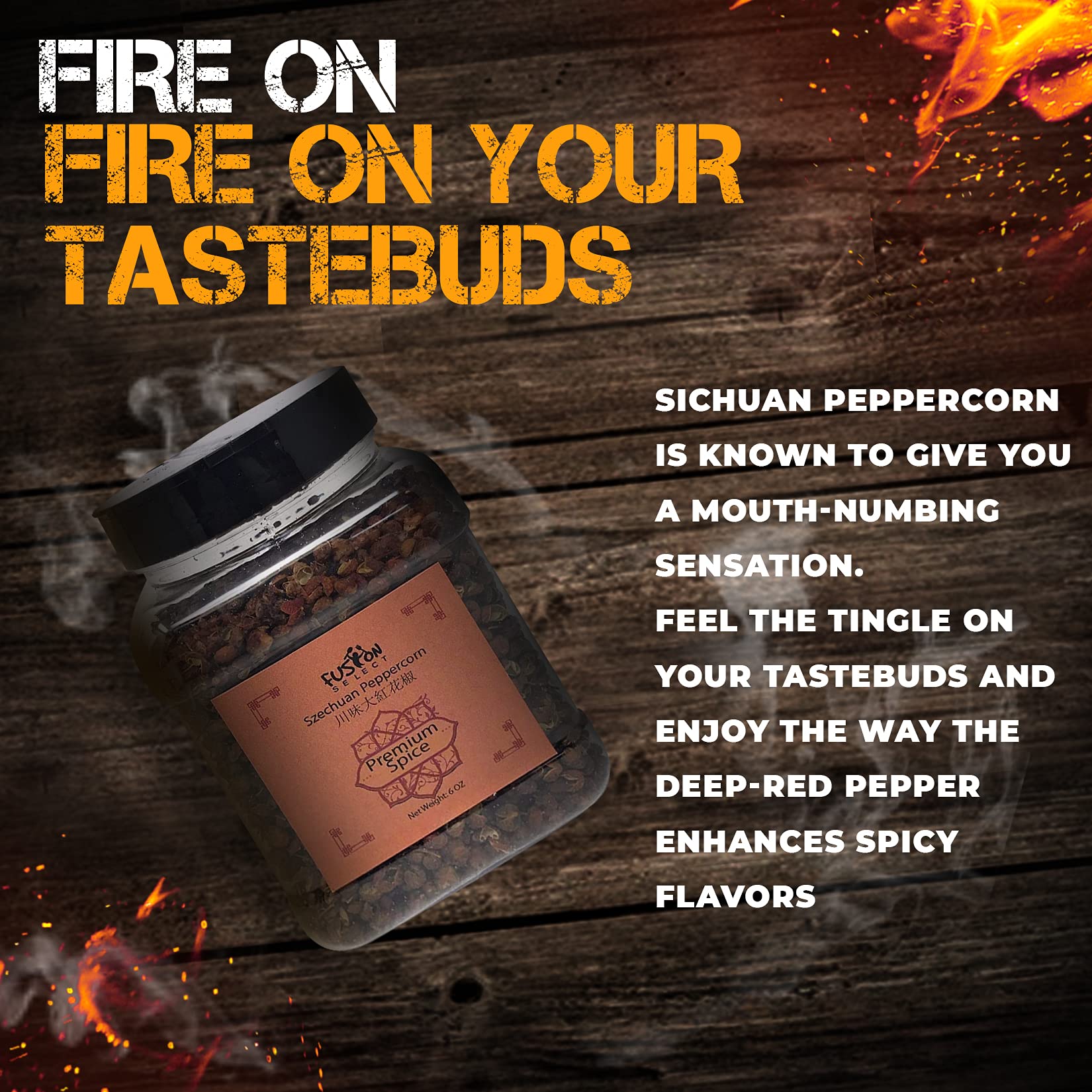 Fusion Select Premium Szechuan Peppercorn - Authentic Sichuan Whole Peppercorns for Chinese Cuisine, Mapo Tofu, Kung Pao Chicken - Spice Seasoning