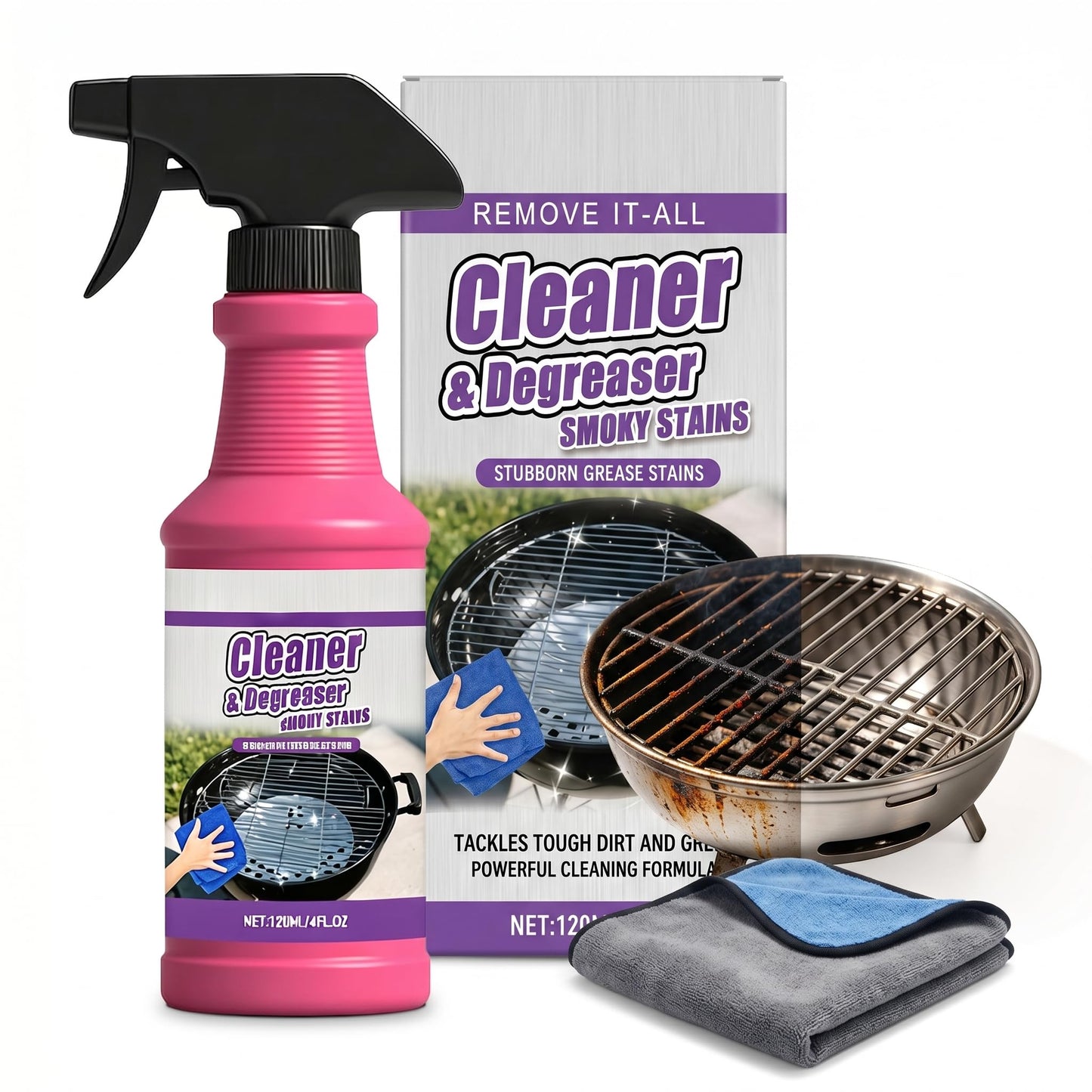 SundownAura 2026 New Fast-Acting Heavy-Duty Grill Degreaser Spray, bbq grill cleaner and degreaser smoky stains degreaser For Outdoor BBQ Cleaner