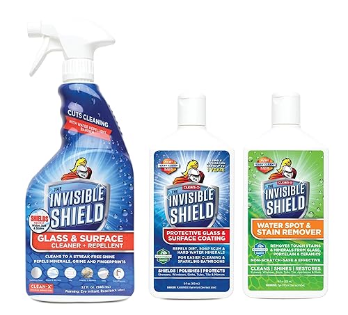 Invisible Shield Glass Essentials Shower Door Protectant and Water Spot Remover Kit 32 oz