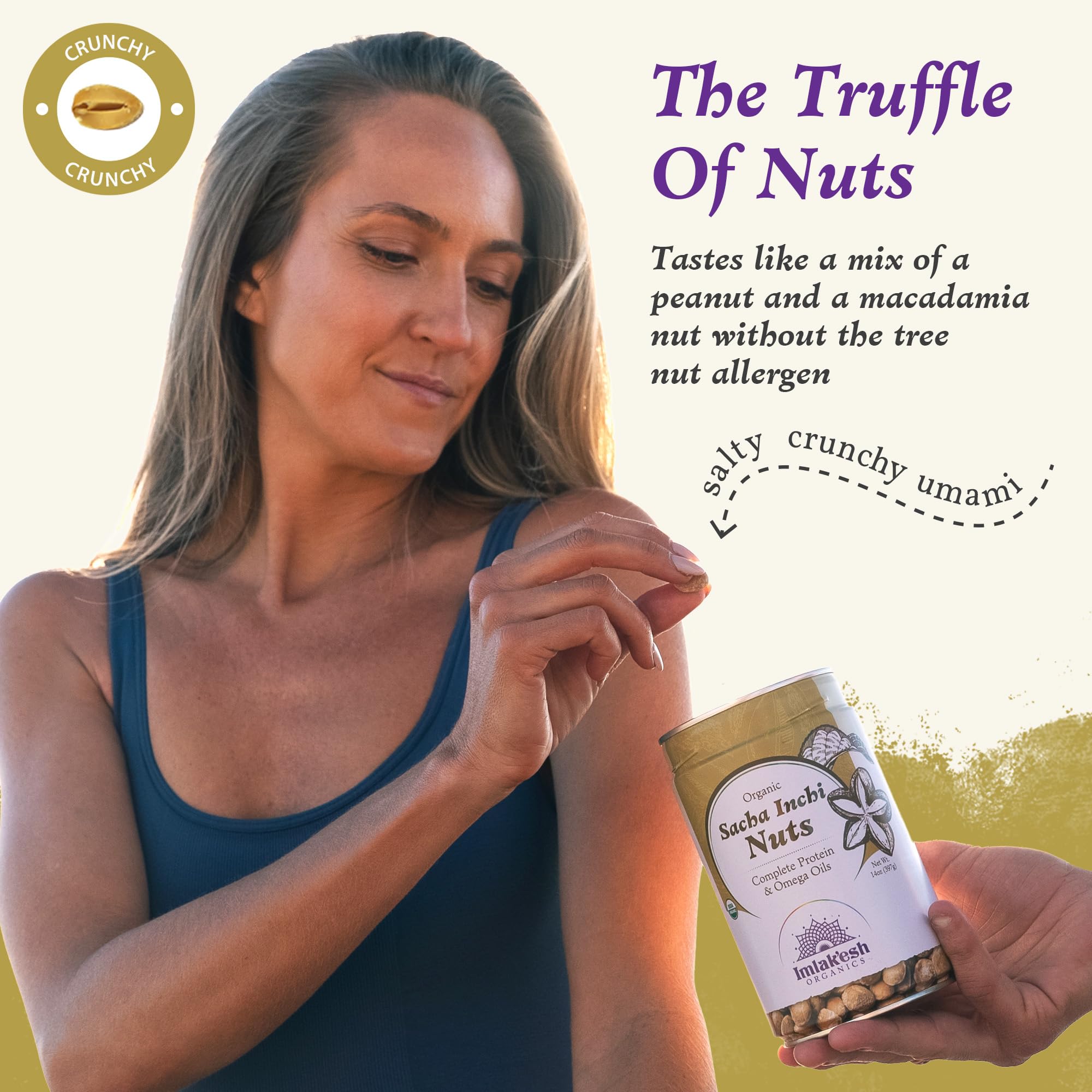 Imlakesh Organics Sacha Inchi Nuts - High Protein Superfood Nuts, 0 Net Carbs, Paleo and Keto Snack, Gluten-Free, Vegan (14oz Metal Jar)