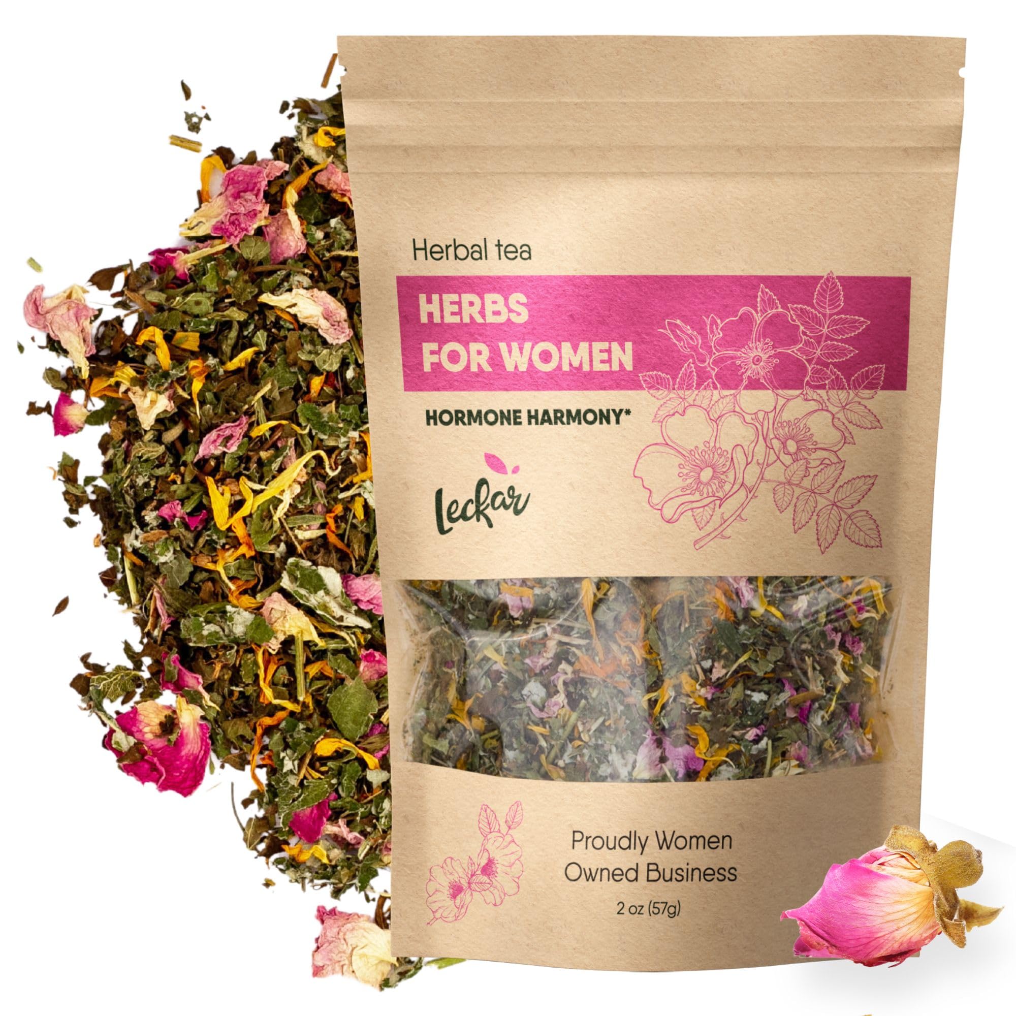 Raw Herbs for Women Herbal Tea Blend with Lemon balm, Raspberry leaf, Calendula, Rose, St. John's wort (Herbal Tea)