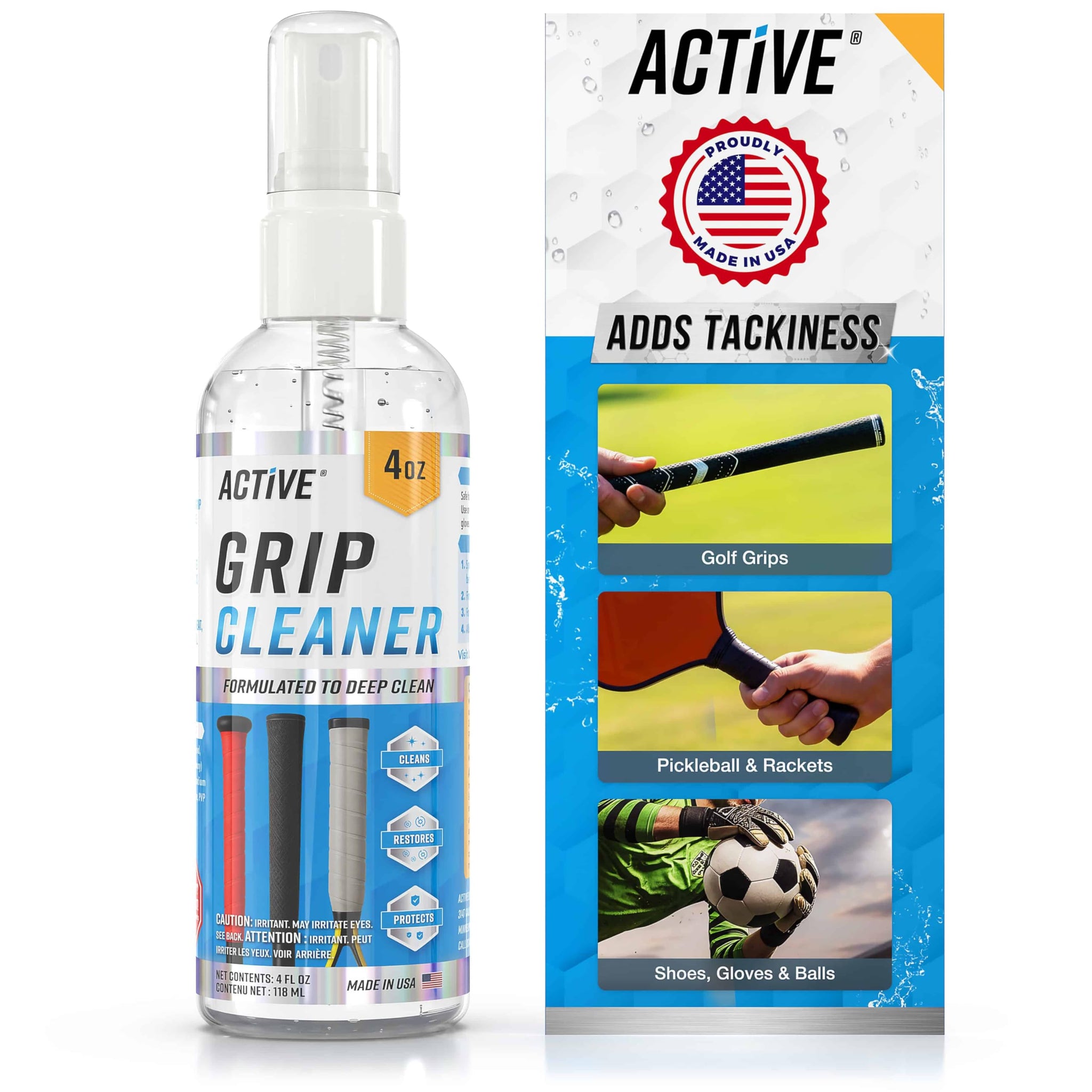 ACTIVE Grip Cleaner & Restore Spray - 2-in-1 Grip Spray for Basketball Shoes, Golf Club Cleaner, Pickleball Paddle Reset, Football Glove Boost