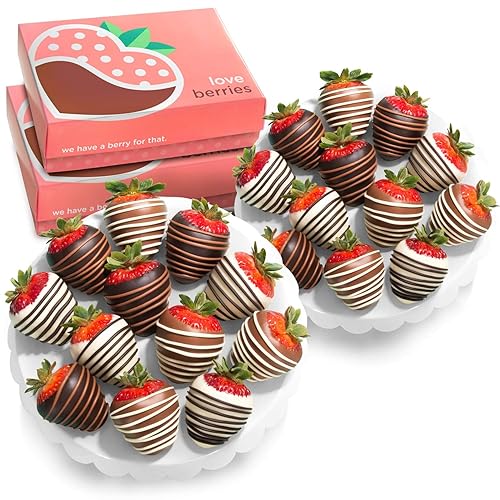 A Gift Inside 24 Dark, Milk & White Delight Chocolate Covered Strawberries