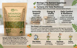 Moringa Leaves Tea with Turmeric 8 oz, Boost Immunity, Caffeine Free, One Tea with Two Benefits (Pack of 2)