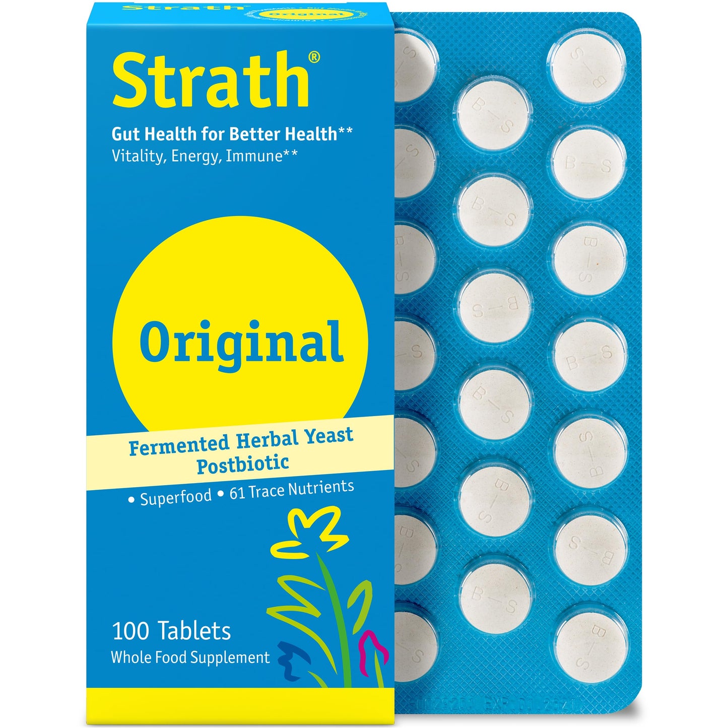 Bio-Strath Nutritional Yeast Tablets | Fermented Herbal Yeast Postbiotic | Prebiotic & Gut Health Support | Digestive Wellness & Nutrient Absorption |