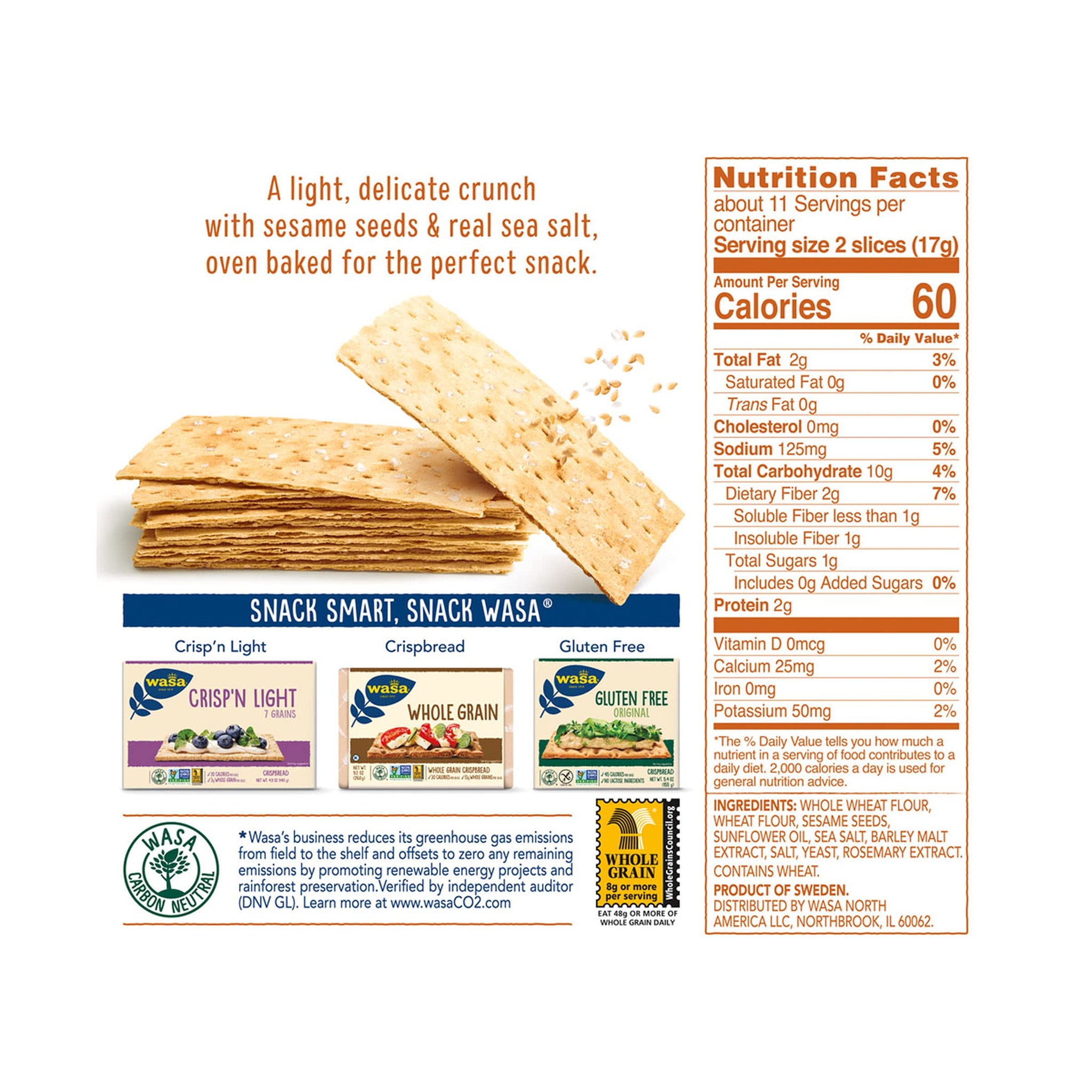 Wasa Flatbread Thins Crackers, Sesame and Sea Salt, 6.7 Ounce (Pack of 1)