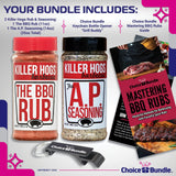 Killer Hogs AP All Purpose Seasoning & The BBQ Rub Premium Variety 2 Pk (25 oz) + Barbecue Masters & Bottle Opener (4 Items)!