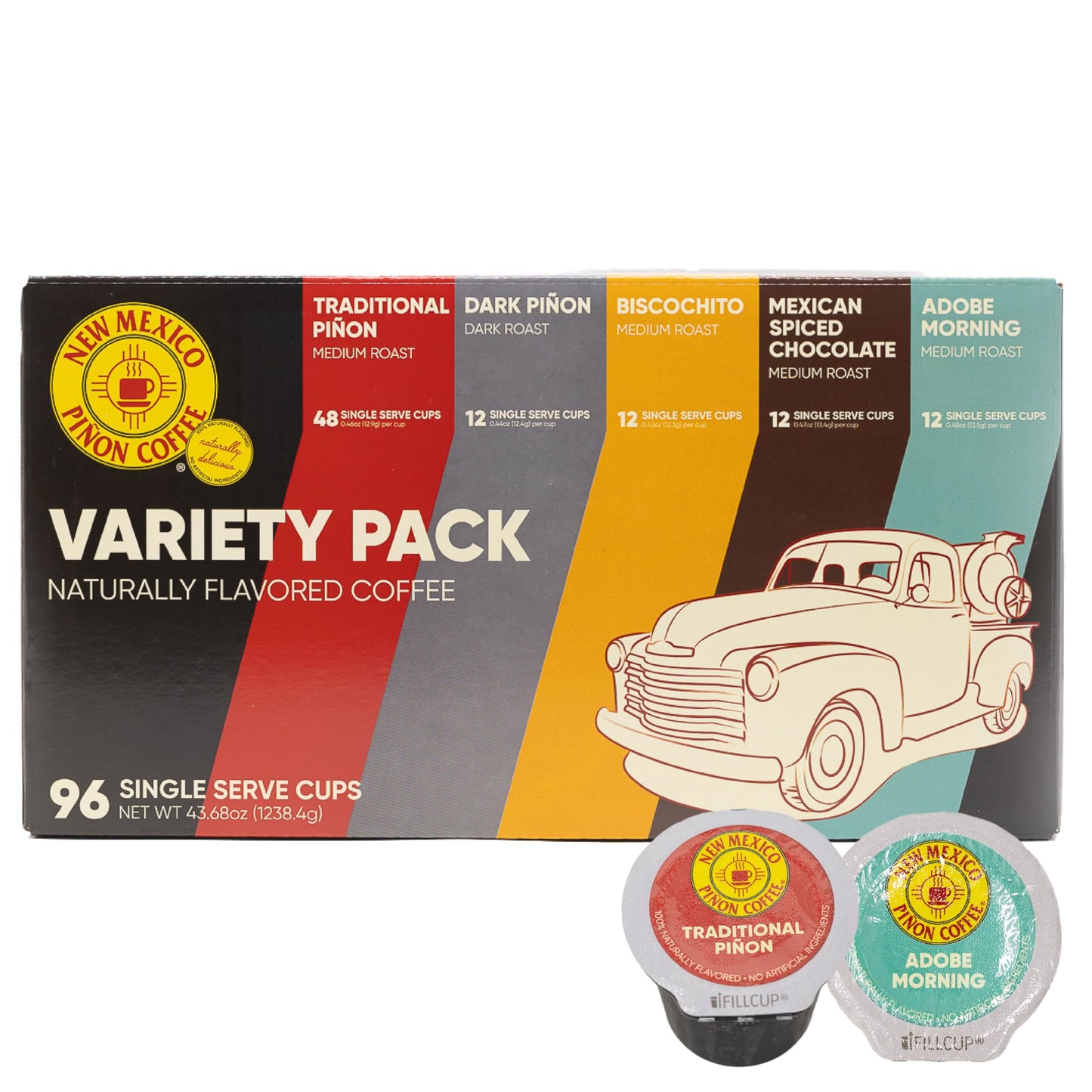 New Mexico Piñon Naturally Flavored Coffee K Cups Variety Pack - Medium & Dark Roast 100% Arabica K-Cup Capsules - Recyclable Single Serve Coffee Pods