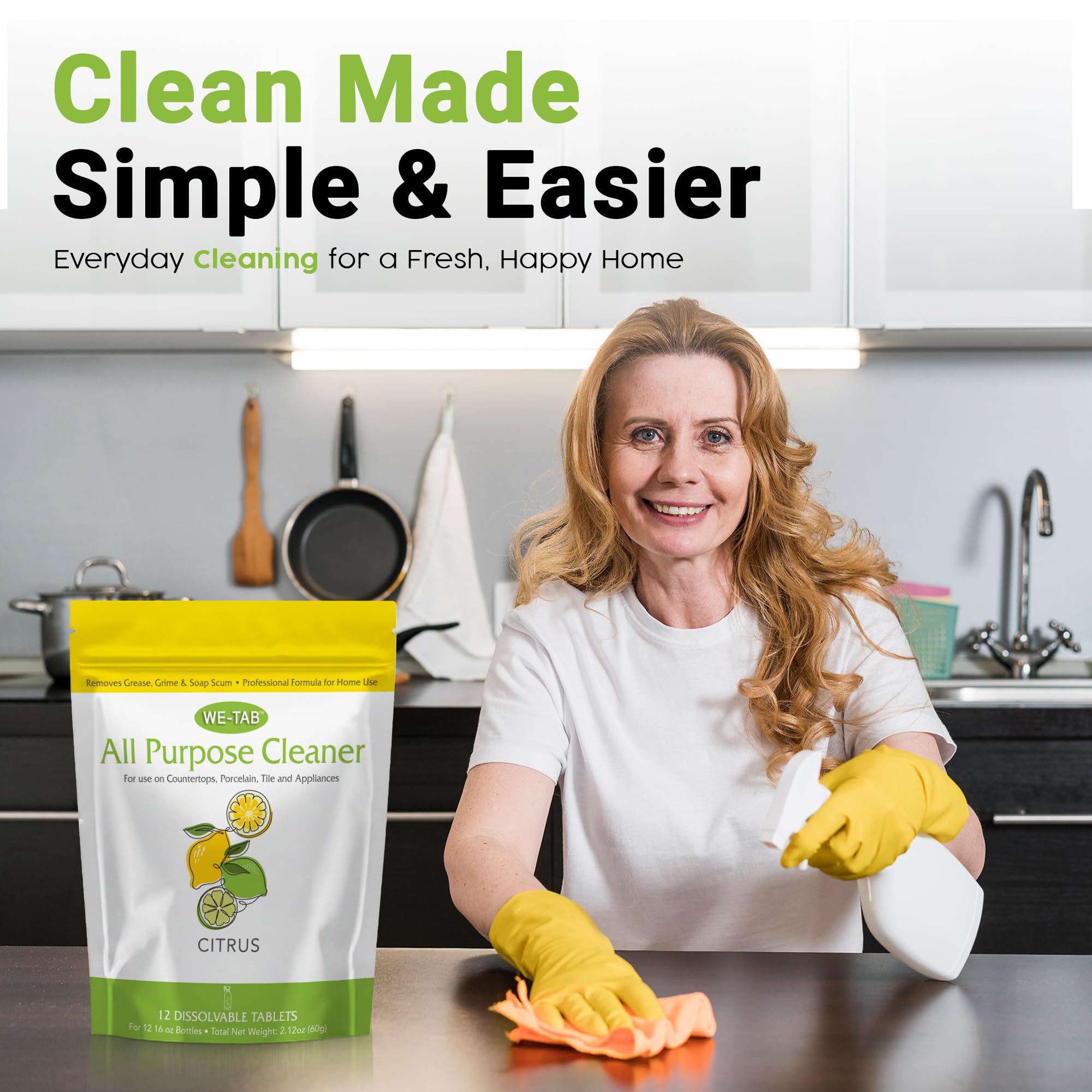 All Purpose Cleaner Concentrate Refill, Multi Surface Clean Refill, Non-toxic Cleaning Tablets 12-pack. Makes 192 fl oz (12x16Fl oz) Bottles of Spray