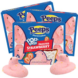 Strawberry Pop Tart Peeps, Dessert Pastry Flavored Marshmallows, Easter Basket Stuffer Candy, 10 Count Boxes (Pack of 3)