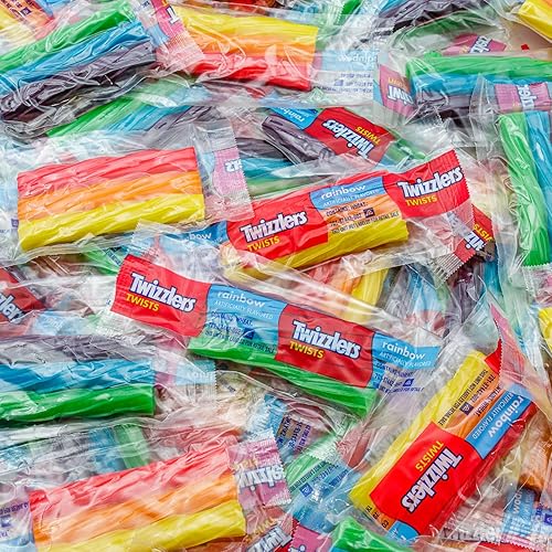 Twizzlers Rainbow Chewy Candy 2 lb - Licorice Style Twists, Assorted Fruit Flavored (Orange, Strawberry, Lemonade, Blue Raspberry, Watermelon, Grape)