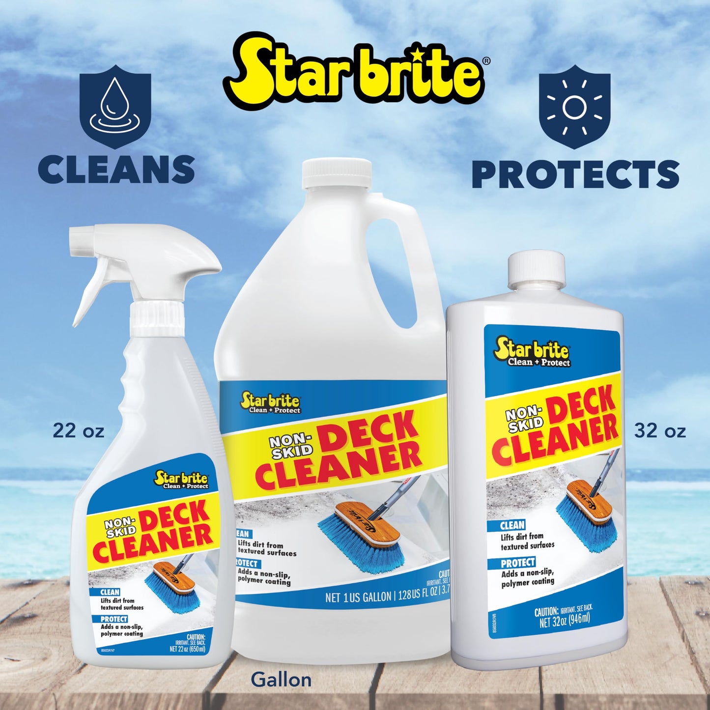 STAR BRITE Non-Skid Deck Cleaner & Protectant - Ultimate Boat Deck Wash - Protects Against Future Stains & UV - Ideal for Fiberglass, Vinyl, Plastic