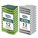 HAUHAUJUS Non Scratch Scrub Sponge and Wire Dishwashing Rag Combo, 12+12 Pack, Dish Sponges and Multipurpose Wire Dishcloths for Kitchen Cleaning