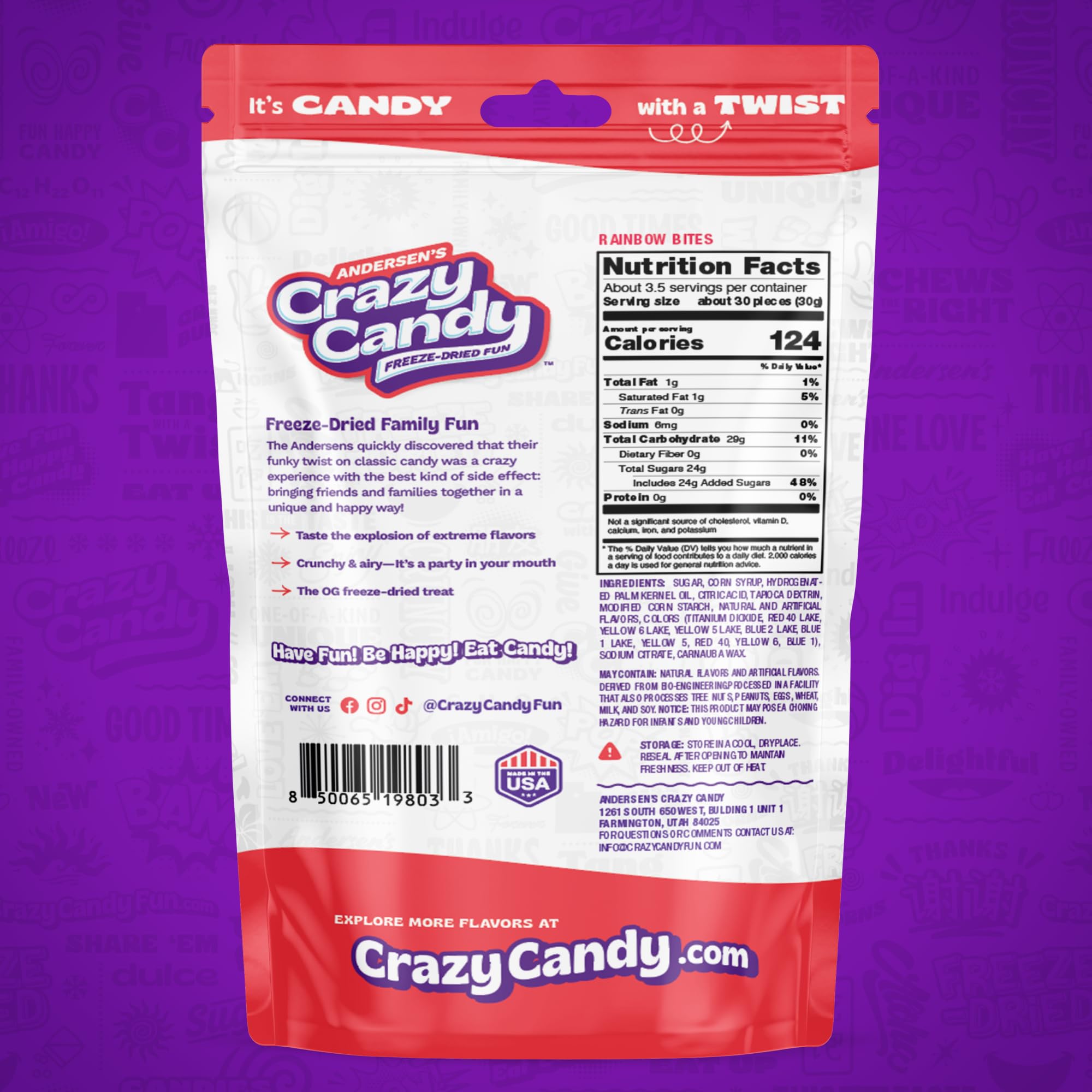 Freeze Dried Candy, Crazy Candy Rainbow Bites - Crunchy Fruity Candy, Intense Flavor Light Texture