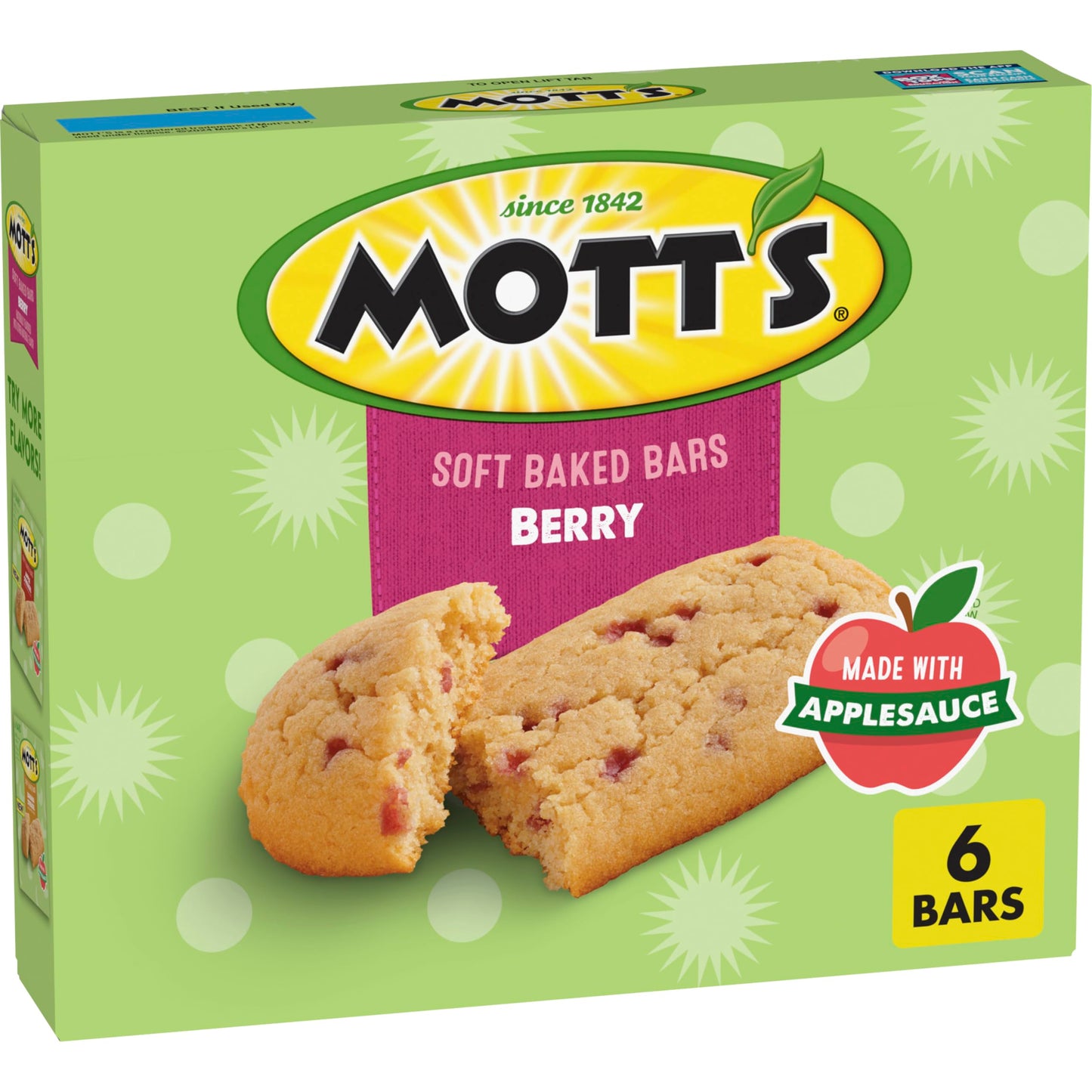 Mott's Soft Baked Bars, Berry, Made with Applesauce, 6 Ct, 5.76 oz