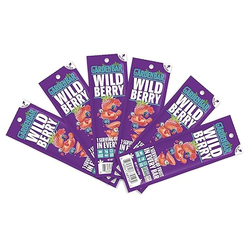 Garden Bar Wildberry Fruit | Healthy Natural Fruit Leather Jerky | Gluten Free, Vegan, Non GMO, High Fiber Snack | 6 Count