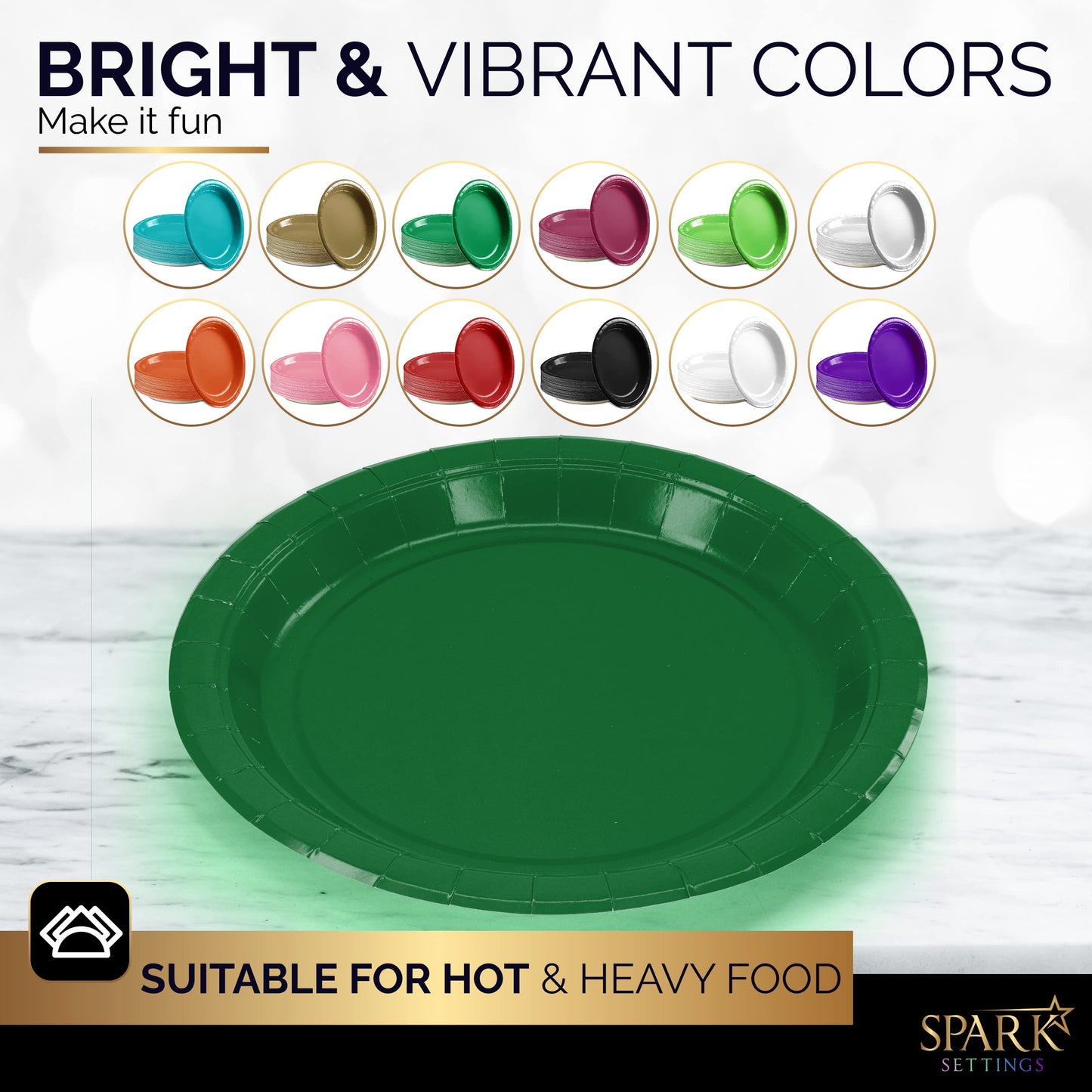 Amcrate Paper Dinner Plates Green, 8 1/2 Inches Paper Plates Disposable, Strong and Sturdy Disposable Plates for Party, Dinner, Holiday, Picnic, or